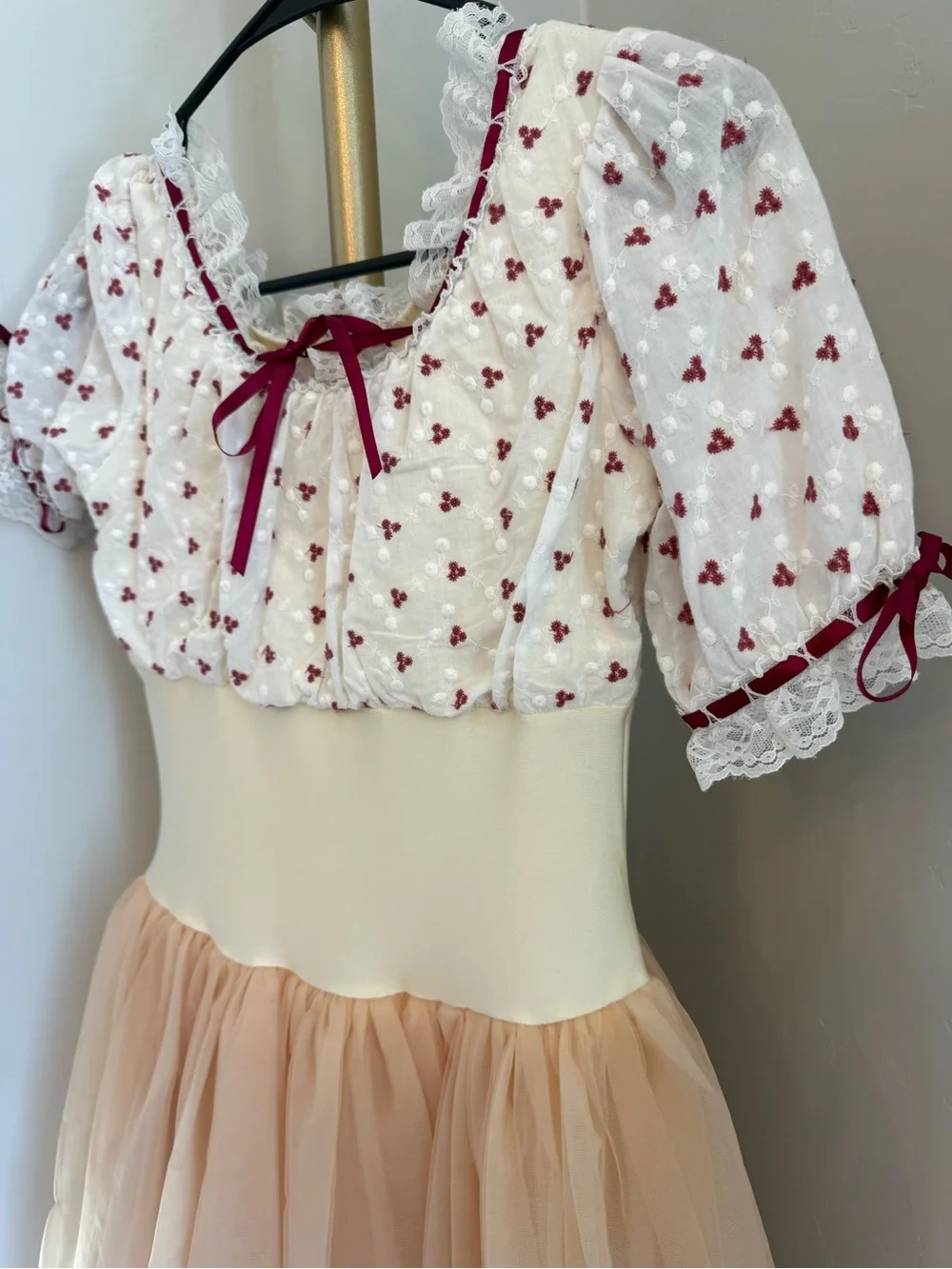 Revolution Dancewear Girls XLC Peach Burgundy Ballet Recital Costume Dress